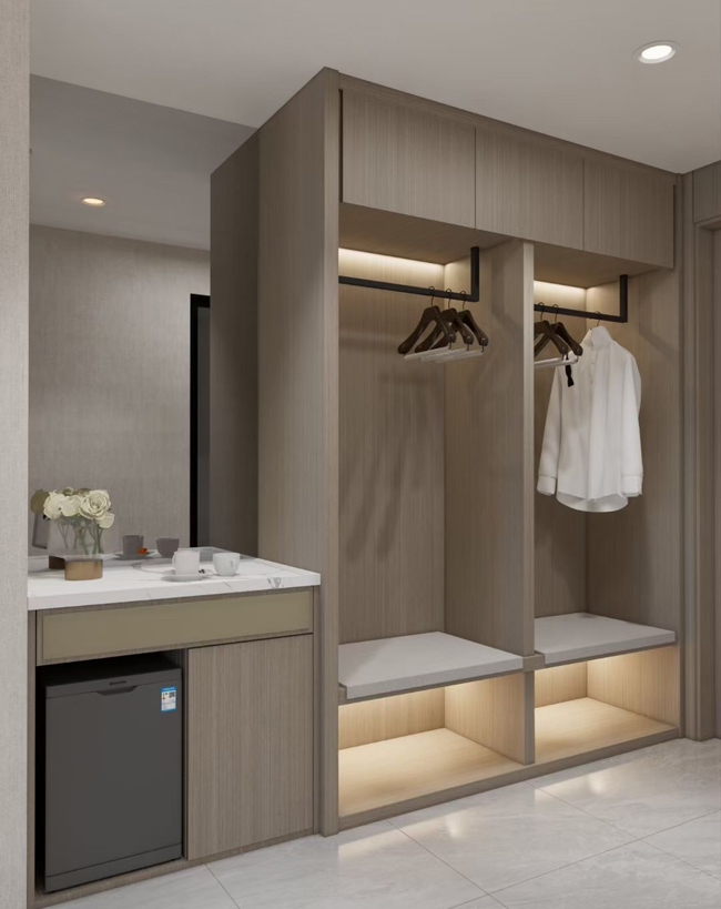 open closet organizer and millwork