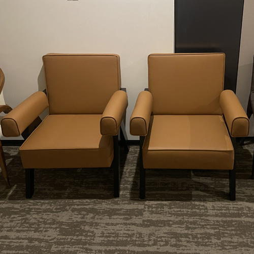 Lounge chair with carefull upholstery cutting and sewing