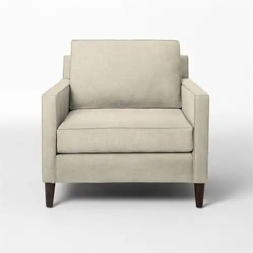 Hotel guestroom lounge sofa with removable stained solid wood legs