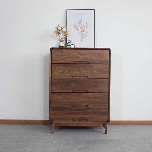 Traditional walnut storage cabinet and chest