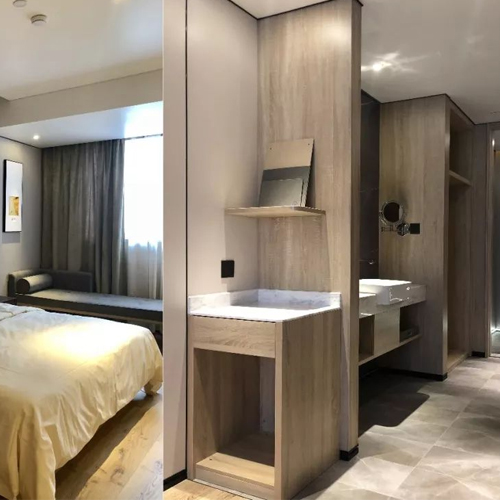 modern hotel guestroom furniture mockup