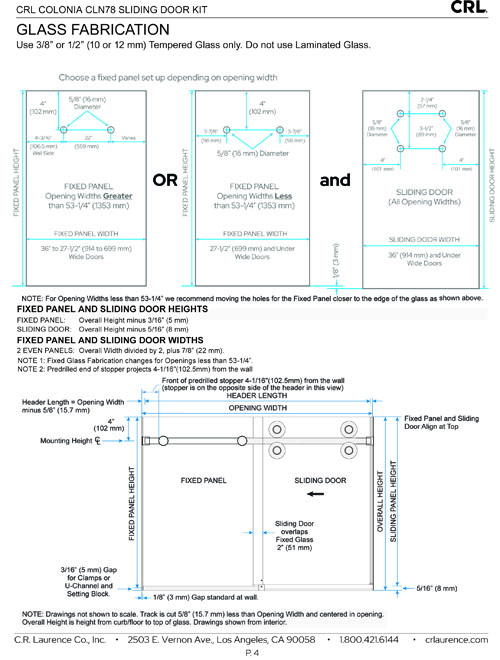 CRL colonia sliding system cutout template