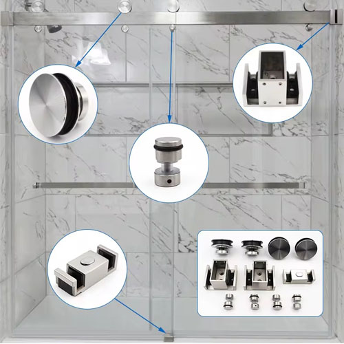 frameless barn door style glass shower enclosure hardware kit