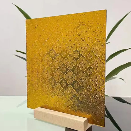Bronze tinted and floral textured architetural glass