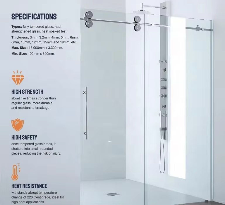 clear safety glass for shower enclosure