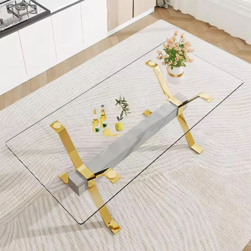 rectangular shape tempered glass table top