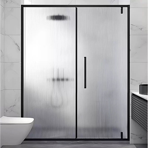 Fluted glass bathroom shower door