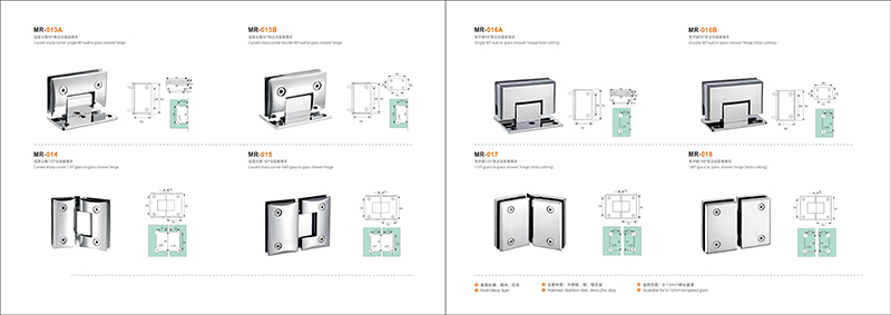 Serentiy series metal hinges for frameless glass door E