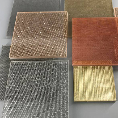 metal wire mesh interlayer laminated glass sample