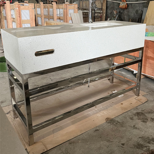 bath vanity boasts ample storage