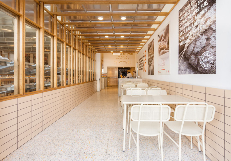 metal furniture in bakery store