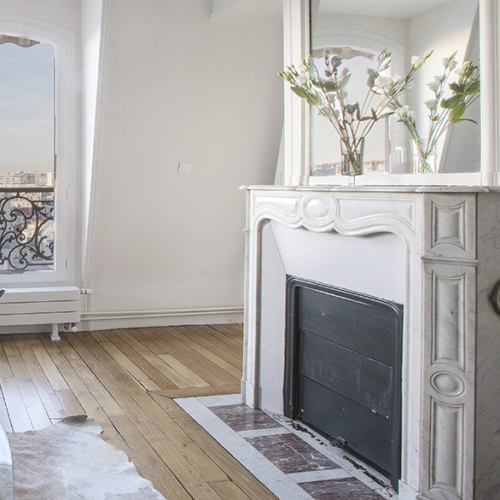 classic style marble fireplace for apartment in Paris