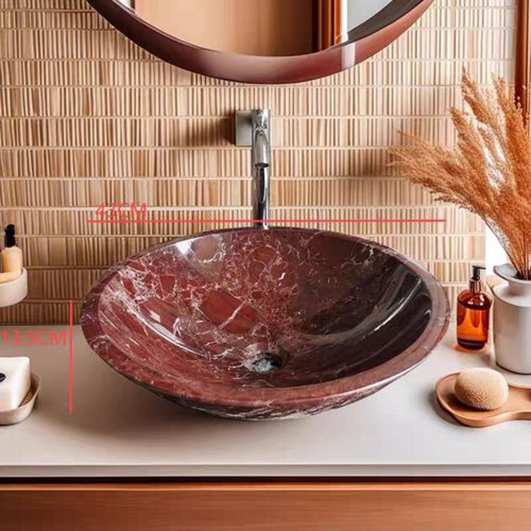 marble rosso levanto lavatory sink
