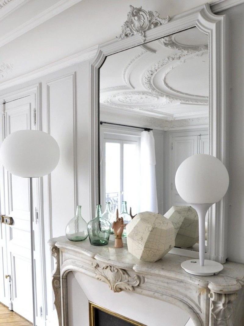marble fireplace and mirror