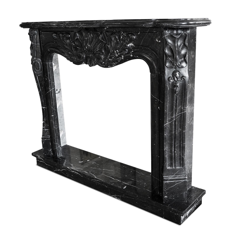 Marble fireplace mantel by Nero Marquina marble