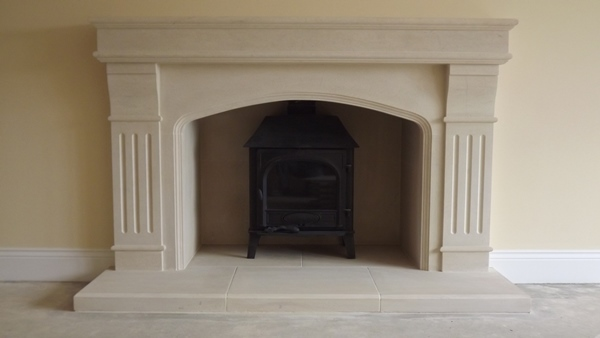limestone fireplace mantel
