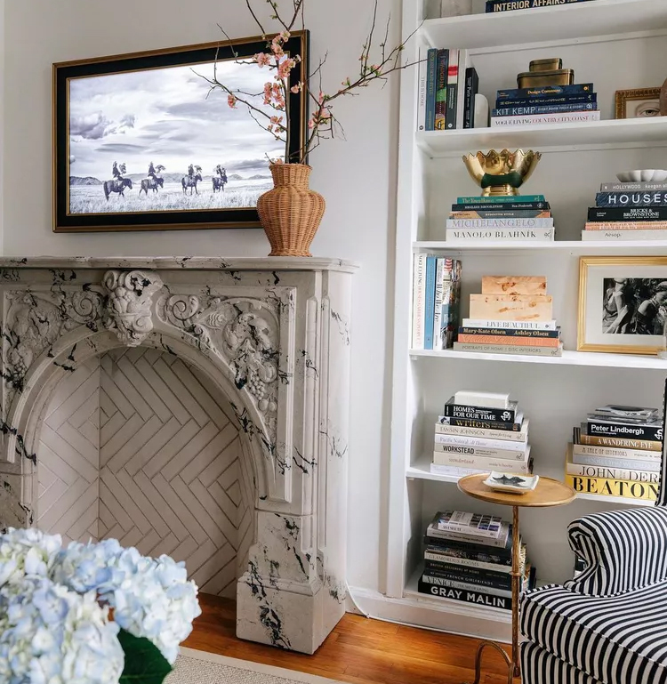 parisian home with faux fireplace