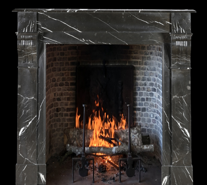 Authentic Napoleon III Fireplace Surround in Black Noir Cihigue Marble