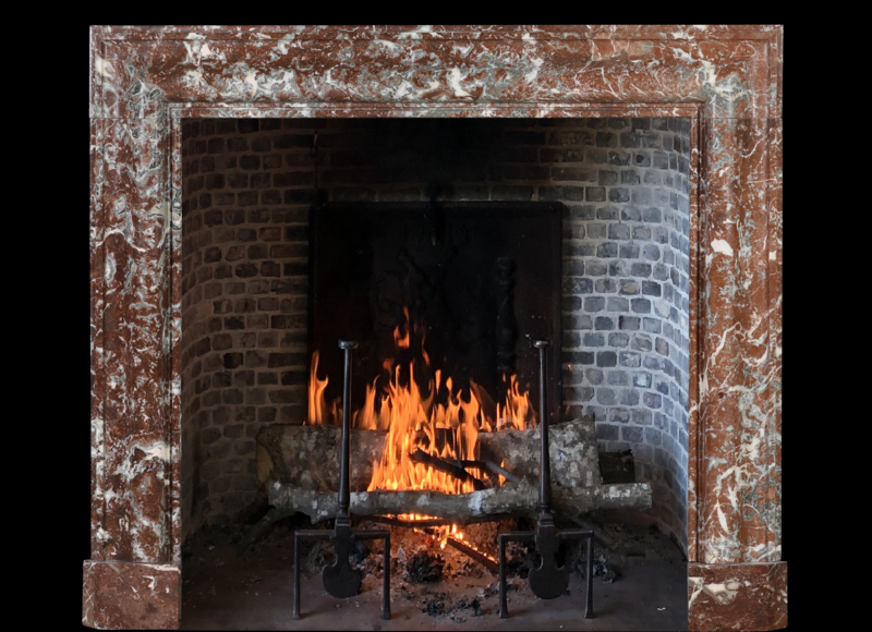 Authentic 19th Century Bolection Fireplace Frame in Royal Belgian Brown Marble