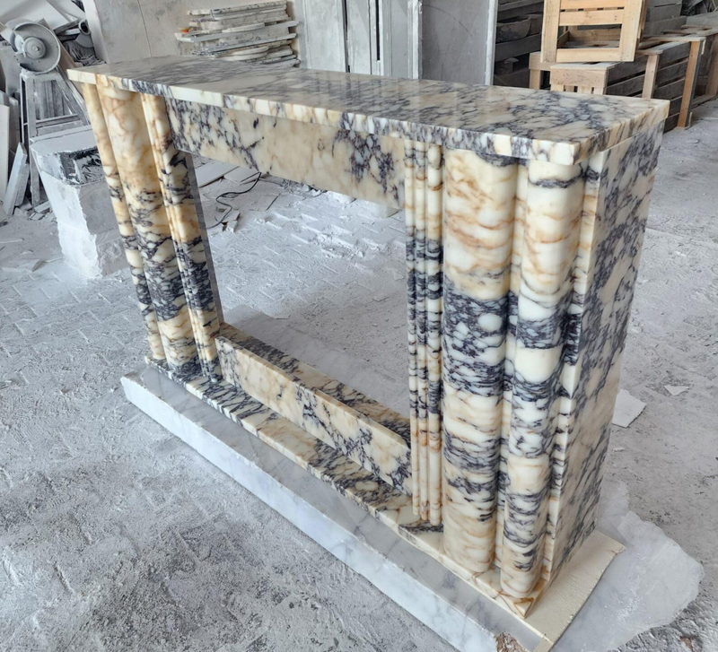 marble fireplace mantel by calaccata viola marble