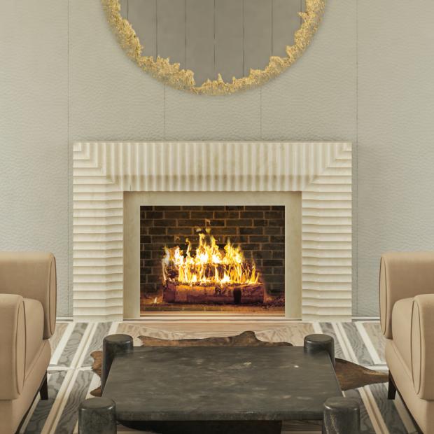 charmer beige limestone fireplace mantel
