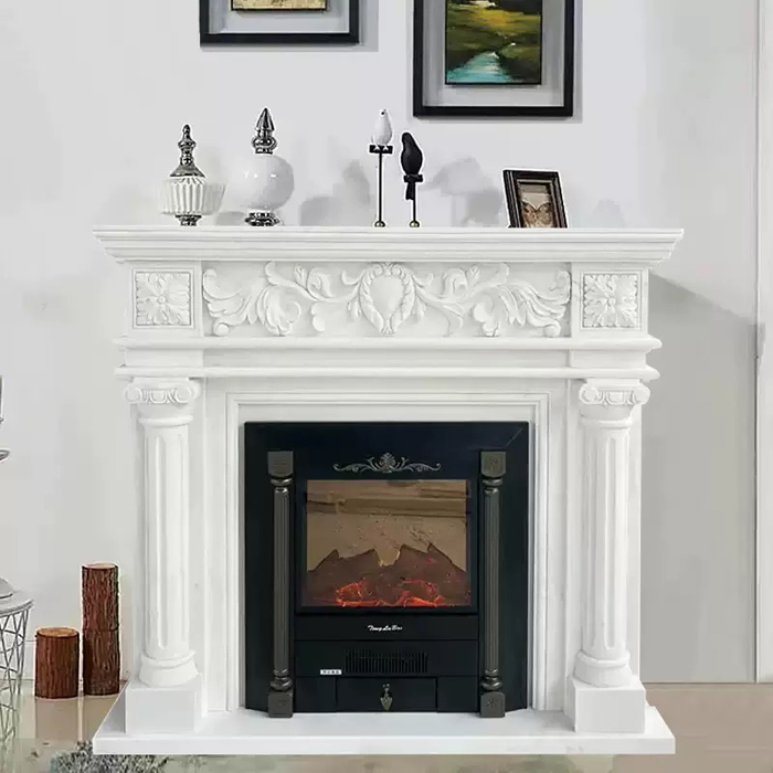 marble fireplace mantel showroom