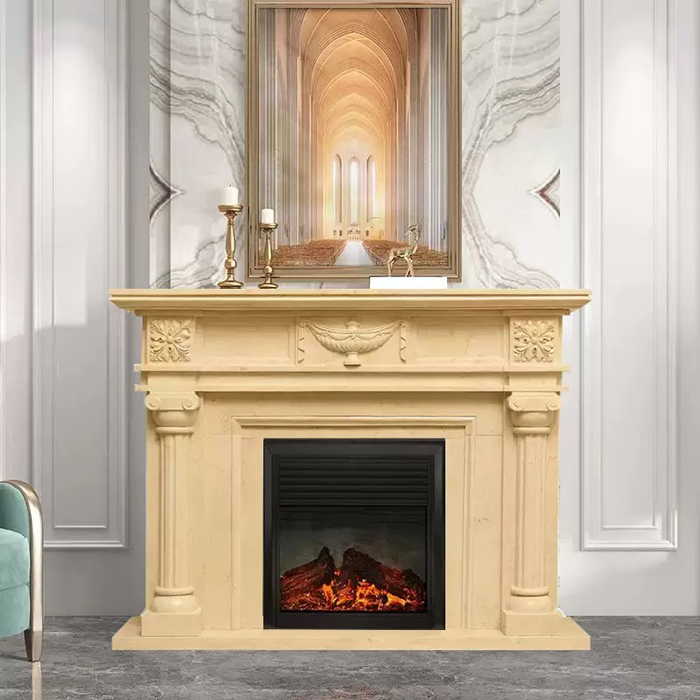 marble fireplace mantel showroom