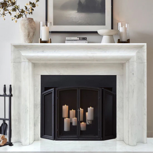 Carrara White Marble Hand-carved Fireplace Mantel Polished