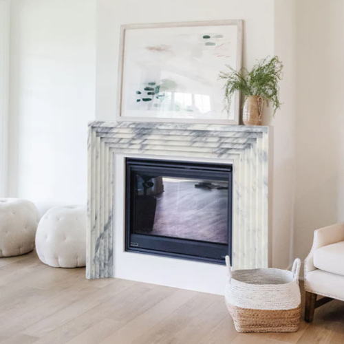 Calacatta Viola Marble Art Deco Fireplace Mantel