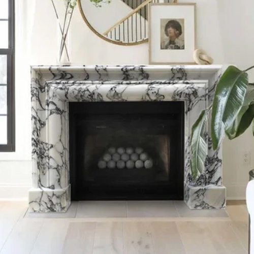 Calacatta Viola Marble Hand-carved Fireplace Mantel