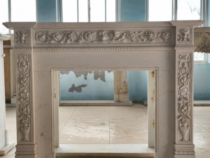 neoclassical marble fireplace mantel