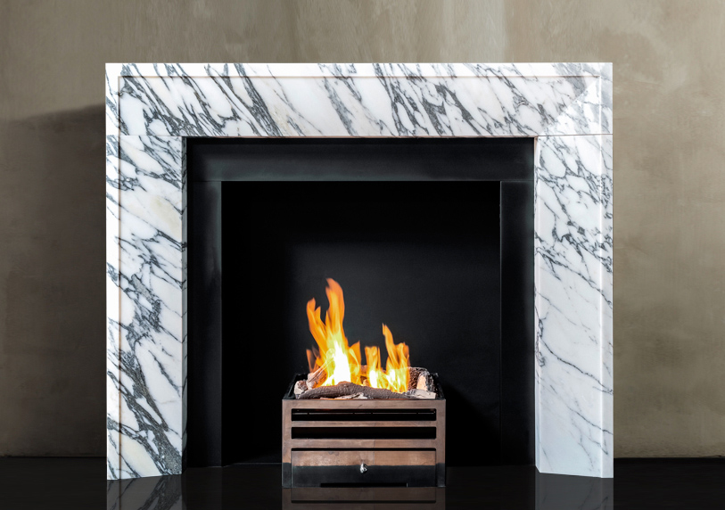 Abrabescato Corchia marble fireplace mantel