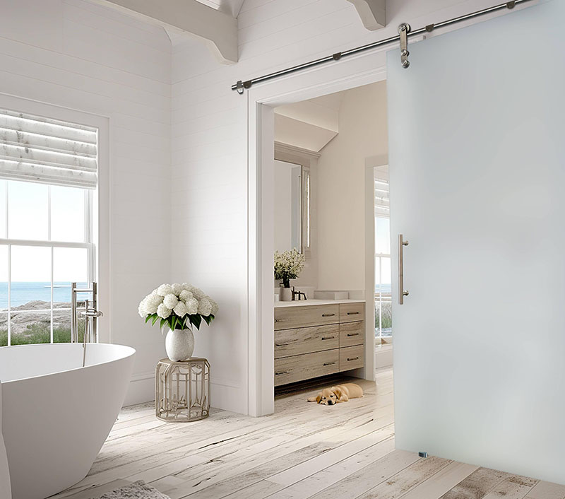 frosted glass barn door