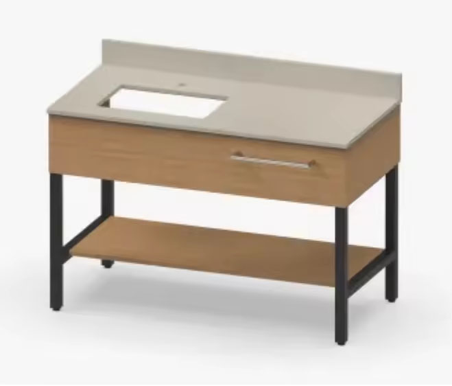 Solid‑surface vanity top with integrated sink commercial‑grade faucet drain assembly and supply lines