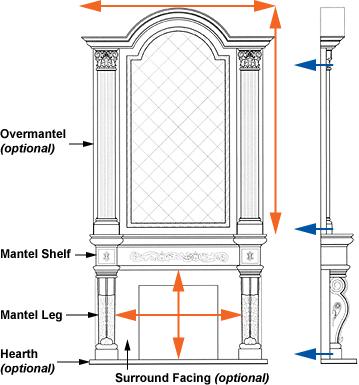 marble fireplace surround components