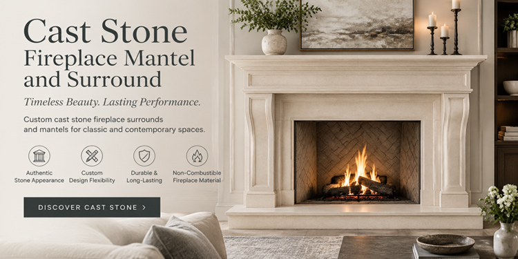 cast stone fireplace mantel and surround