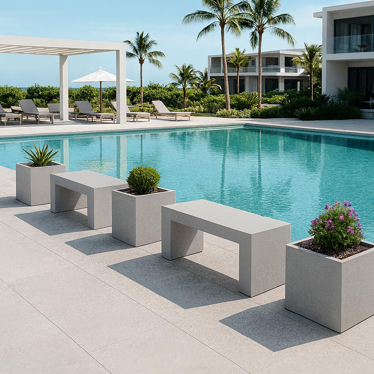 concrete bench for hotel and resort patio
