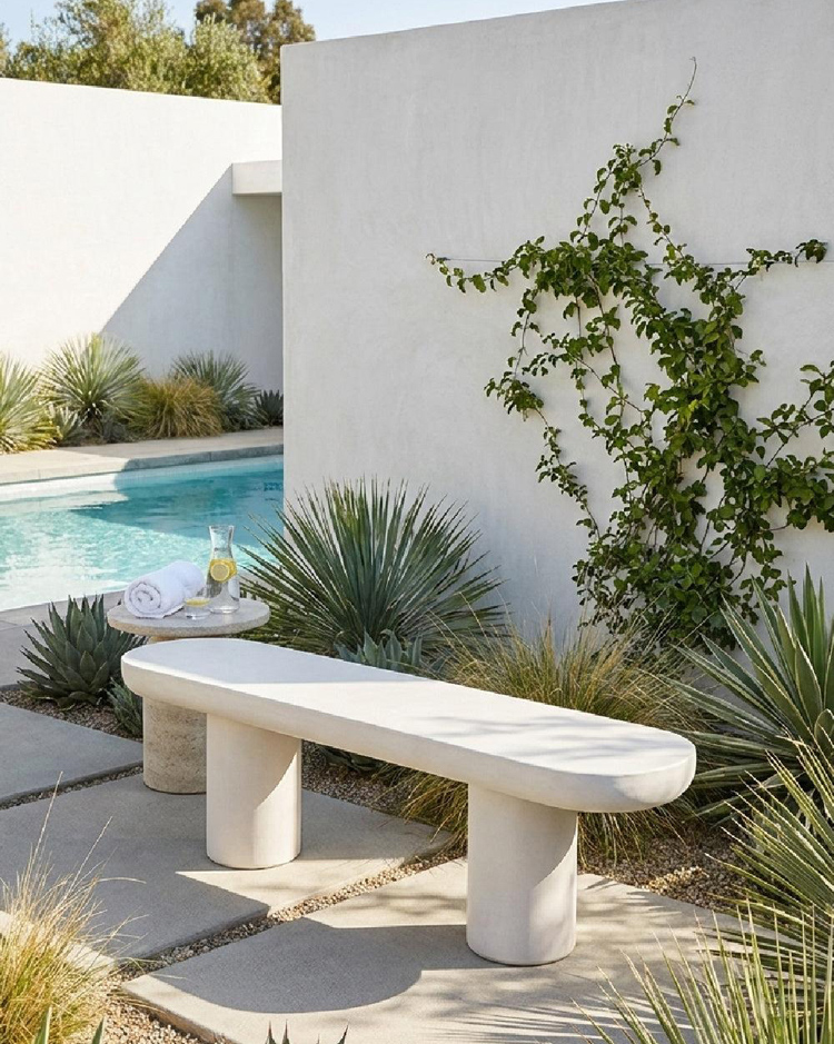 indoor and outdoor concrete bench