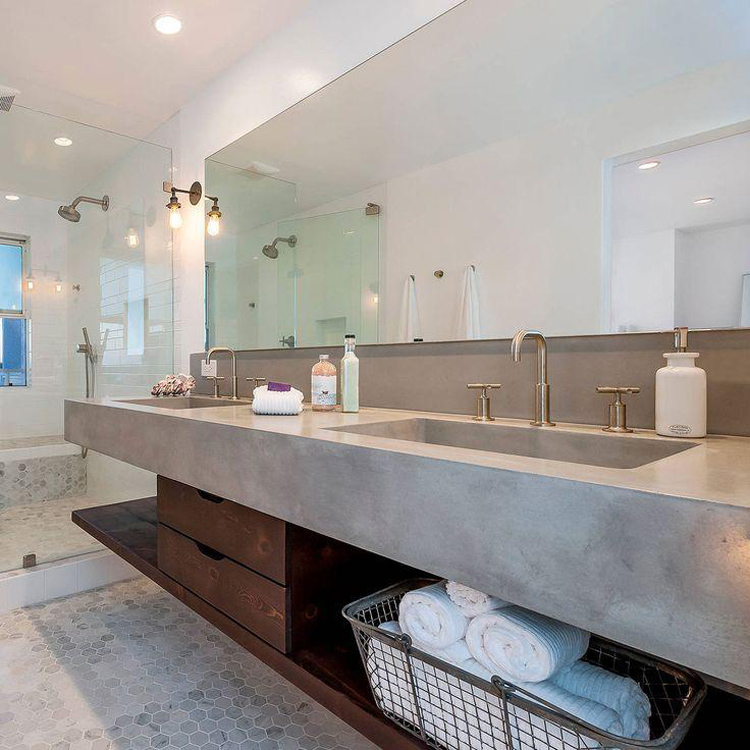 concrete vanity top for white marble bathroom