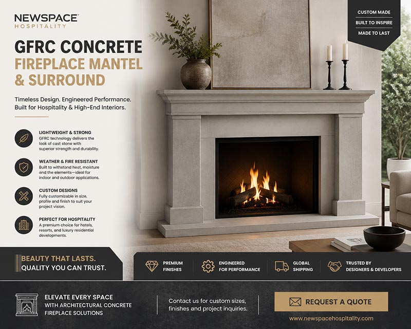 modern concrete fireplace surround