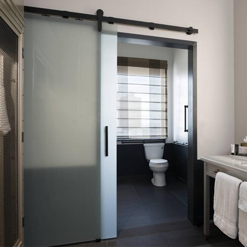 frosted bathroom barn door