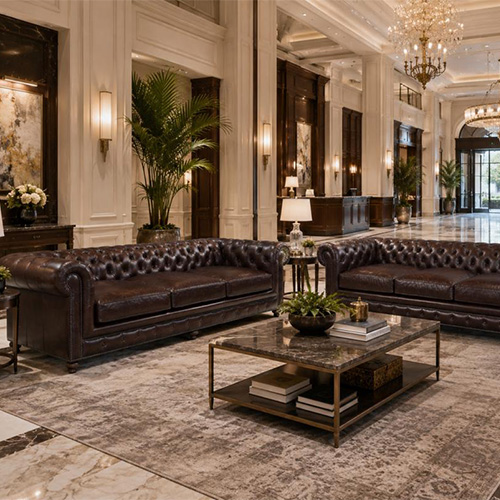 nailhead trim Chesterfield sofa