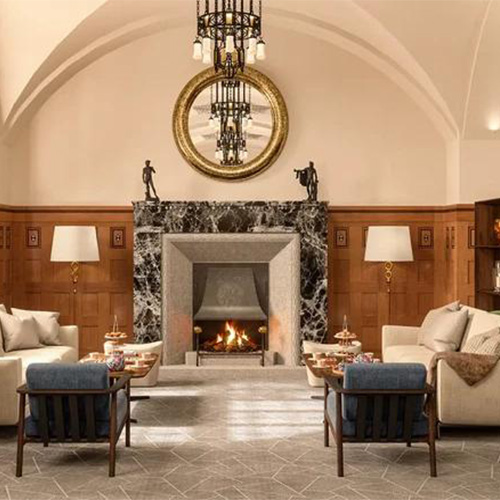 luxury hotel fireplace mantel