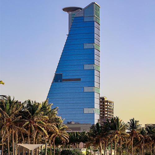 Modern Skyscraper with Glass Facade in Saudi Arabia