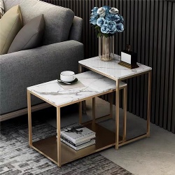 Sofa Side Table by Metal Base and Stone tops