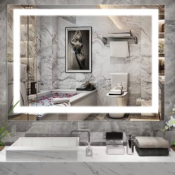 48x36 Inch Luxury LED Bathroom Mirror - Modern Vanity with Adjustable Lights, Anti-Fog Function Touch Control IP44 Home& Hotel