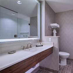 Engineered Stone Bath Vanity top and Wood Apron for Fairfield Inn and Suite Hotel