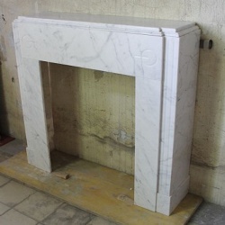 703 ANTIQUE ART DECO FIREPLACE MANTEL IN WHITE CARRARA MARBLE