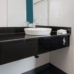 Absolute Black Granite Bathroom Vanities for Motel 6 G6 Hospitality