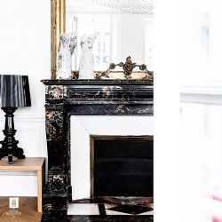 Accent texture marble fireplace mantel